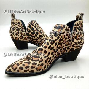 Dolce Vita Leopard Print Chelsea Slip-on Block Heel Booties(F032)-Size 7